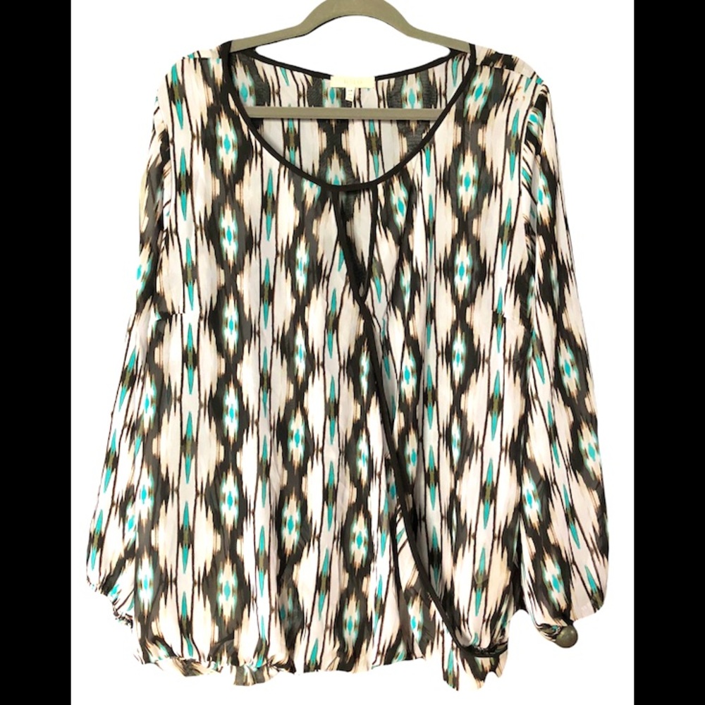 Halo graphic print draped blouse 2X